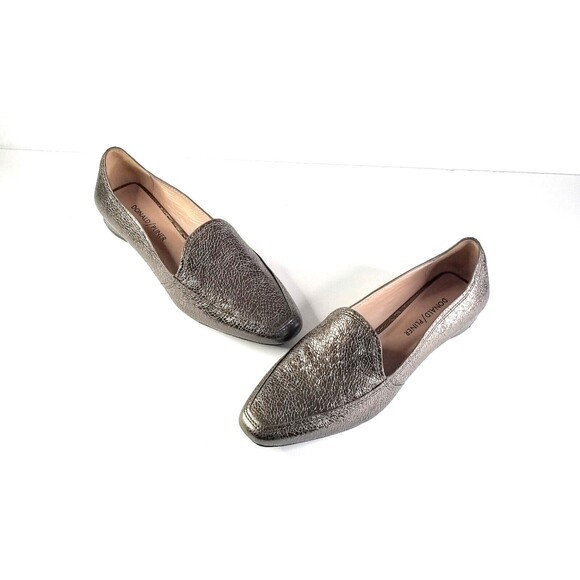 Donald J. Pliner Shoes - DONALD J PLINER Women's Icon Cracked Leather Metallic Bronze Loafers Sz 8